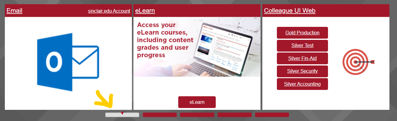 Screenshot of employee tiles on my.sinclair